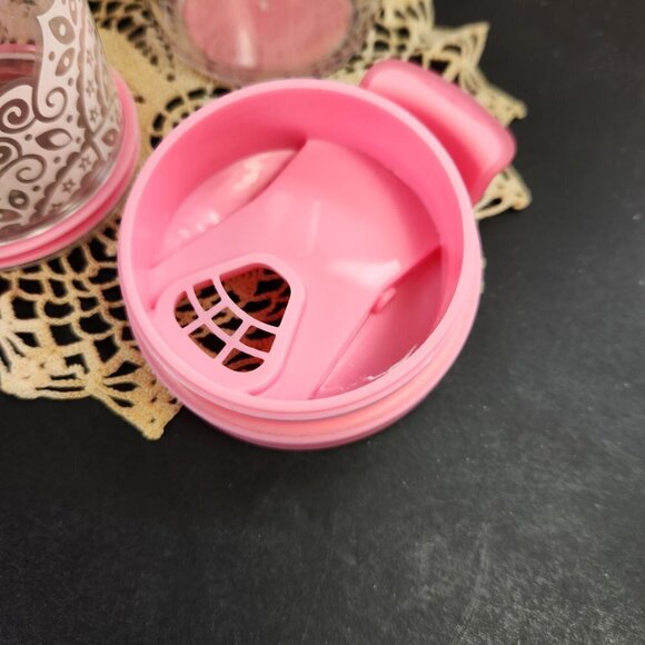 Davids Tea Travel Tumbler Infuser Clear Travel Mug w White Design and Pink Lid - Picture 5 of 10